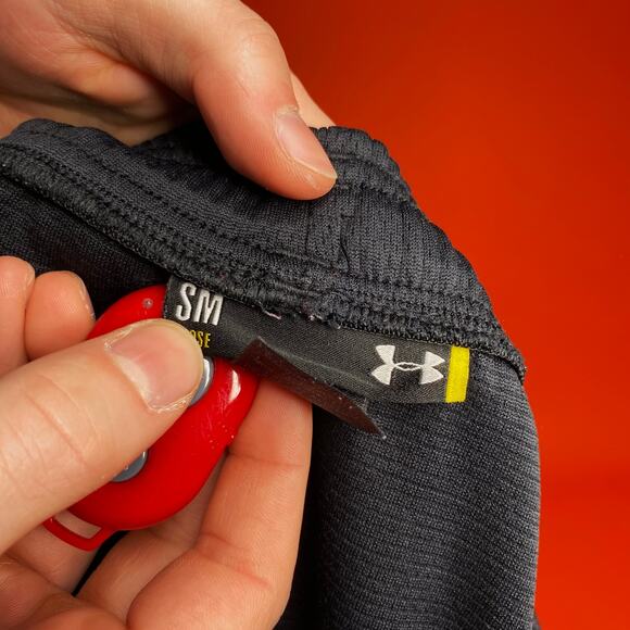 Under Armour Sweatpants Jet Black Cotton Grey Embroidered Logo Baggy Loose Fit - Picture 4 of 4